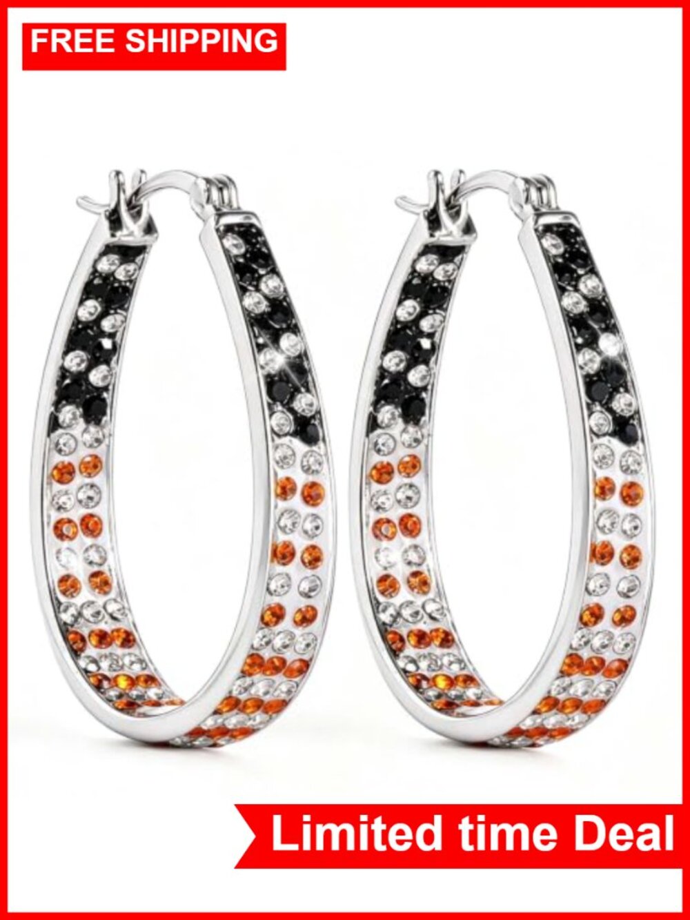 Crystal Hoop Earrings Halloween Costume Statement Jewelry Gift